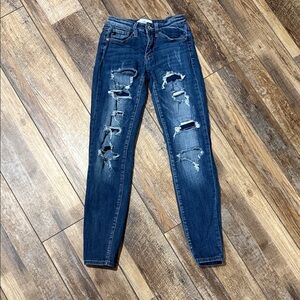 KanCan Women's Skinny‎ Jeans - Distressed Blue